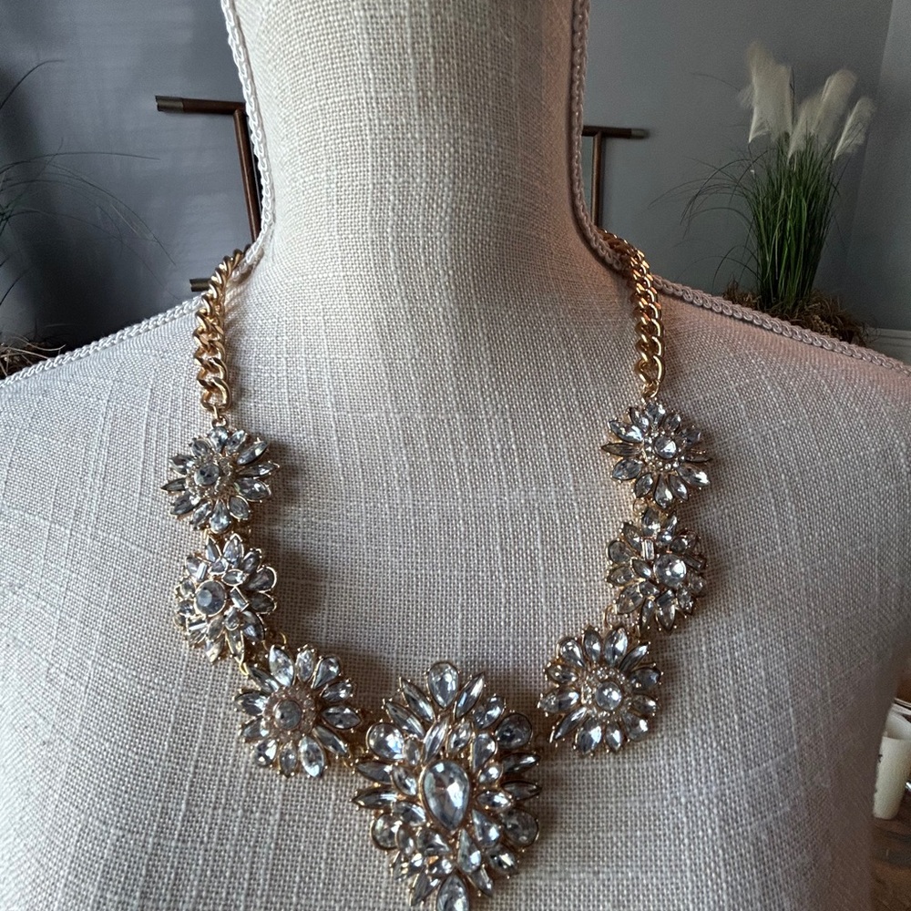 Gold and Silver Vintage-Inspired Crystal Necklace